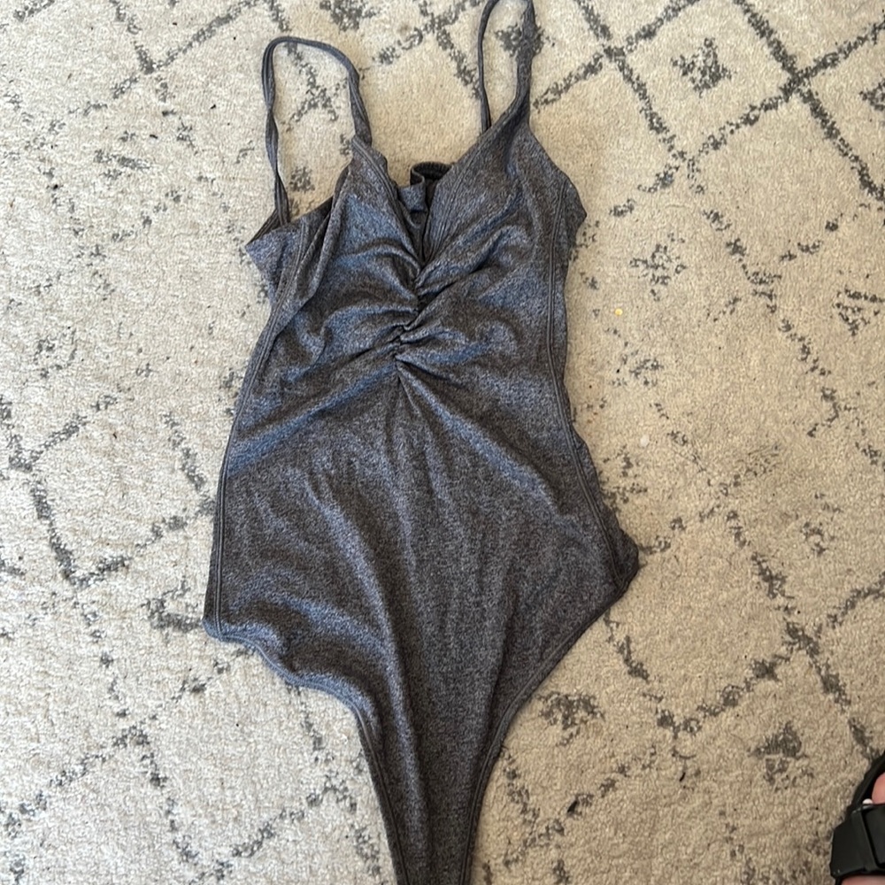 lululemon athletica Gray Ruched Bodysuit